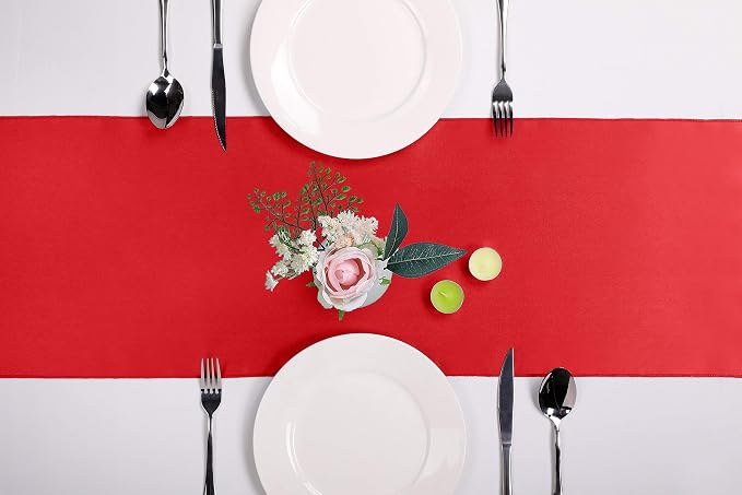 5-Pack Satin Table Runner Red 12 x 108 inches Long, Table Runners - Image 2