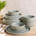 Ceramic Dinnerware Set for 4, 12-Piece Plates and Bowls Set | Lightweight by TheTerra