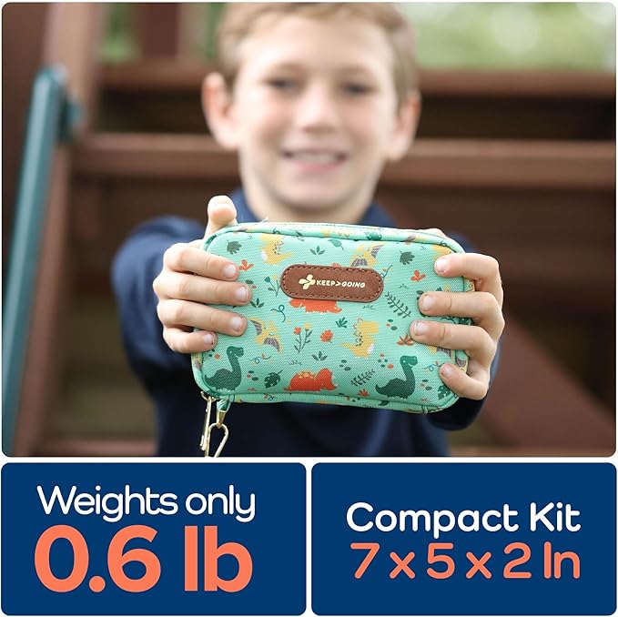 KeepGoing Travel First Aid Kit for Kids – 130 Pc. for Car, Home, Purse, Diaper Bag & Backpack with Latex-Free Bandages - Mini First Aid Kit Travel Size TSA-Approved