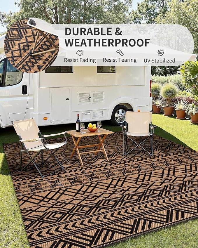 MontVoo Outdoor Rug Carpet Waterproof 6x9 Outdoor Patio Rug Mat Reverisble - Image 3