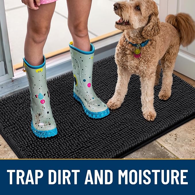 Smiry Dog Door Mat for Muddy Paws 59x35, Absorbent Dirt Trapper, Non-Slip - Image 3