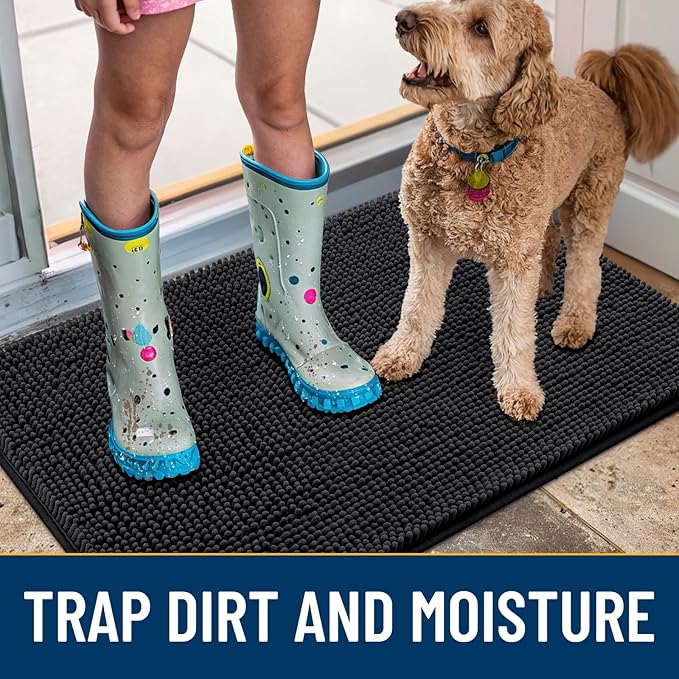 Smiry Dog Door Mat for Muddy Paws 44x24, Absorbent Dirt Trapper, Non-Slip - Image 3