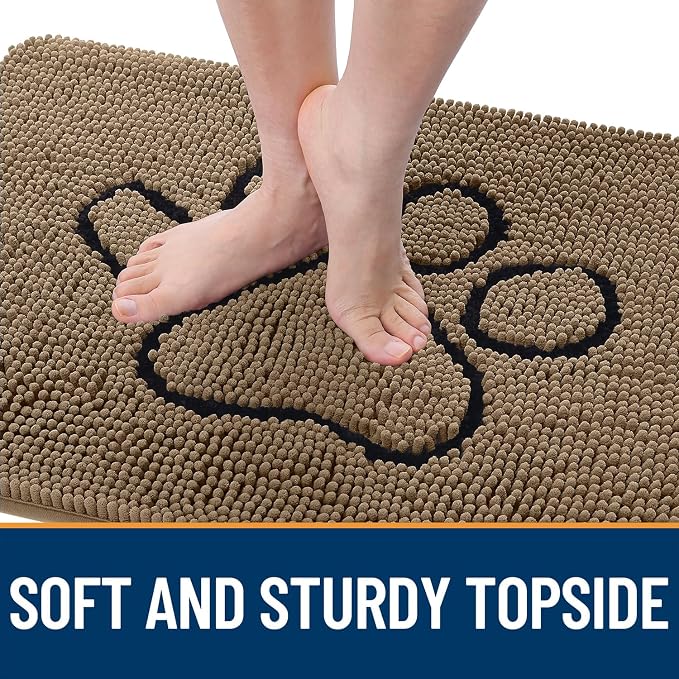 OLANLY Dog Door Mat for Muddy Paws 70x24, Paw Print Design, Absorbs Moisture - Image 4
