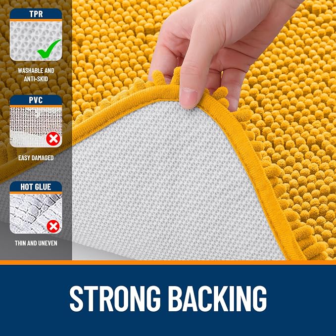OLANLY Bathroom Runner Rugs 47x24, Soft Absorbent Chenille Bath Rugs, Rubber - Image 6