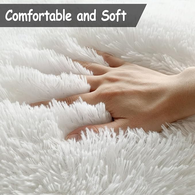 White Fluffy Rug for Bedroom Living Room, 2x3 Small White Area Rug Furry Throw - Image 4