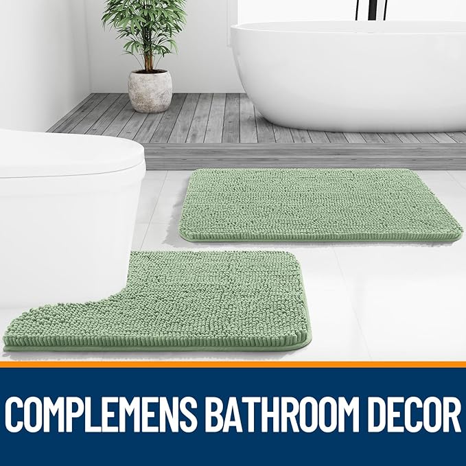 OLANLY Bathroom Runner Rugs 47x24, Soft Absorbent Chenille Bath Rugs, Rubber - Image 7