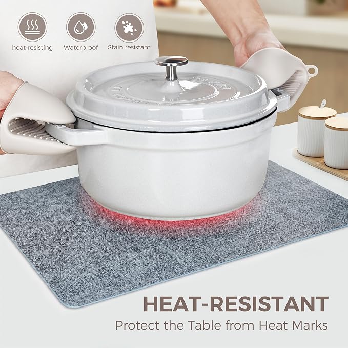 NCUE Vinyl Placemats Set of 6, Heat Resistant, Nonslip Faux Leather Waterproof - Image 2