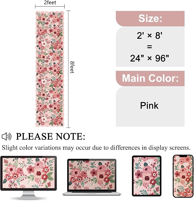 DUKINO 2x8 Washable Runner Rug, Lightweight Soft Floral Hallway Rug Runner - Image 2