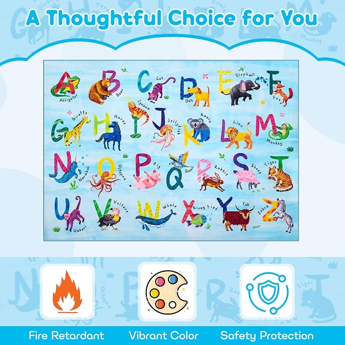 3x5 ABC Classroom Rug for Kids Playroom, Alphabet Rug - Image 4