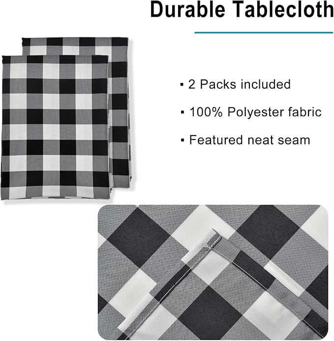 Buffalo Plaid Tablecloth, 2 Pack, 60 x 84 inch, Stain and Wrinkle Resistant - Image 3