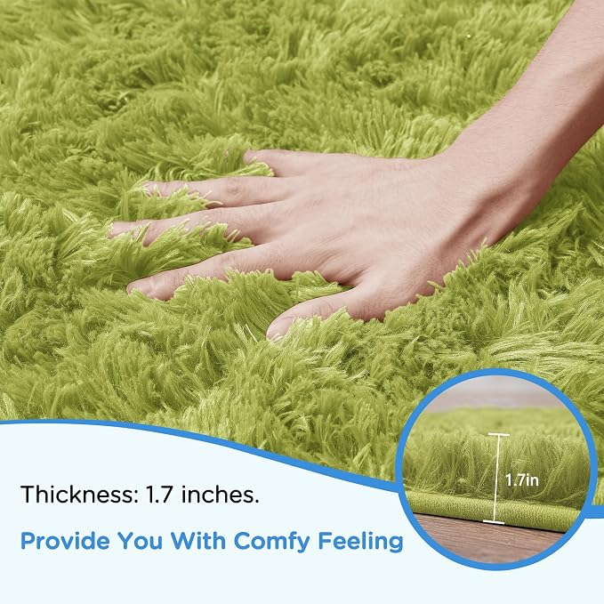 9x12 Green Grass Area Rugs for Living Room, Large Fluffy Shag Rug for Bedroom - Image 5