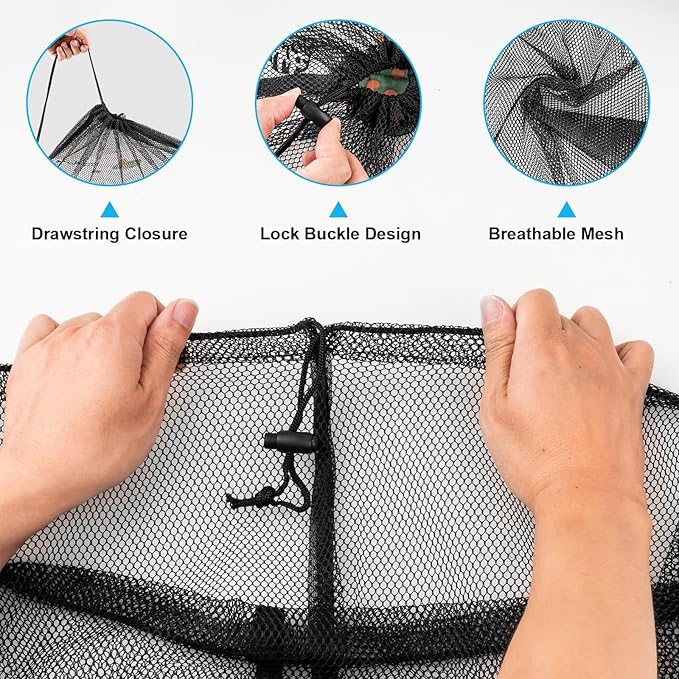 2 Pack Mesh Laundry Bags, Large Travel Laundry Washing Bags for Dirty Clothes Storage, 24" X 36" Washable Heavy Duty Laundry Net Bag With Drawstring for College Dorm, Hamper, Room, Laundromat (Black)