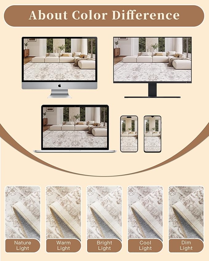 Madane 2x4 Washable Rugs for Entryway, Low Pile Non-Slip Small Area Rug Kitchen - Image 6