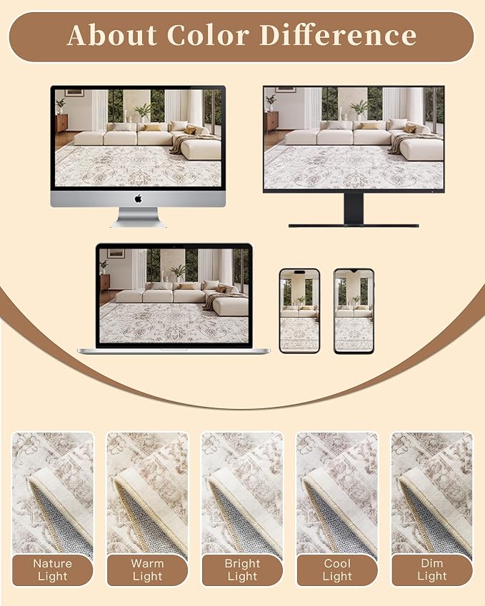 Madane 2x3 Washable Rugs for Entryway, Low Pile Non-Slip Small Area Rug Kitchen - Image 8
