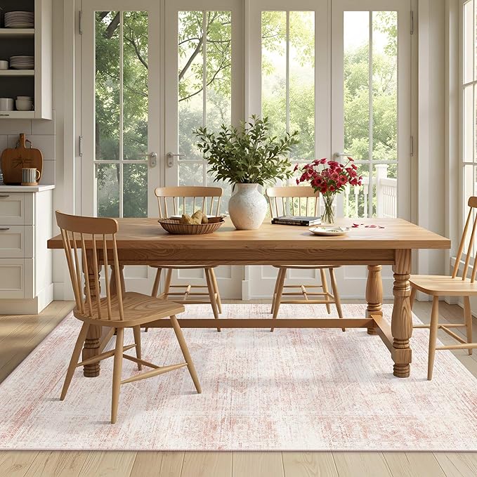 Latte&Fog 5x7 Washable Pink Rug - Image 4