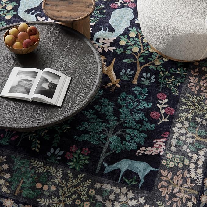 8x10 Area Rugs for Living Room: Washable Bedroom Rug Vintage Area Rug Stain - Image 3