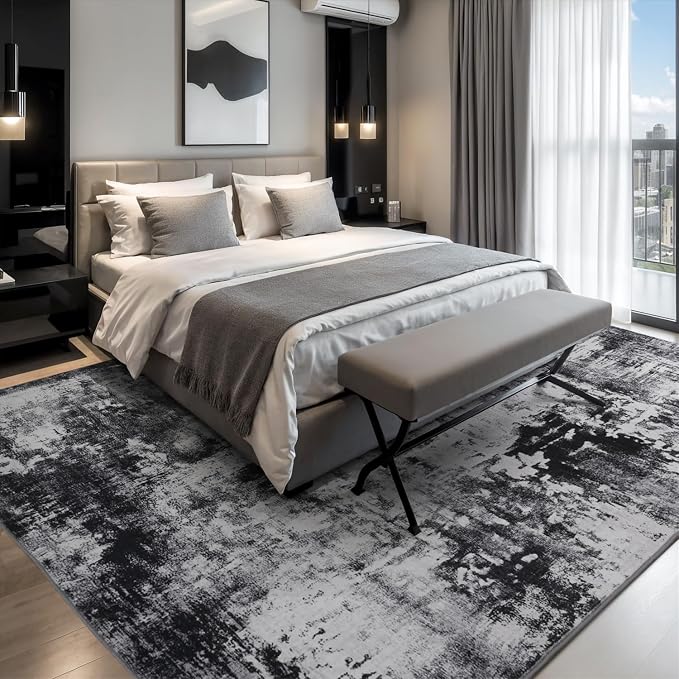 Rugflix 10x12 Area Rugs for Living Room, Big Washable Dark Carpet Non-Slip for - Image 2