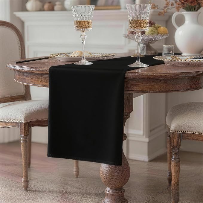 Black Table Runner, Waterproof Washable Runners 72 Inches Long | Reusable 12x72 - Image 2