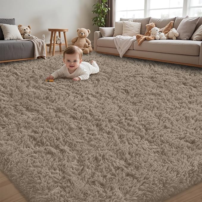 5x8 Area Rug for Living Room:Ultra Soft Fluffy Shag Grey Camel Rugs, Large by Unknown