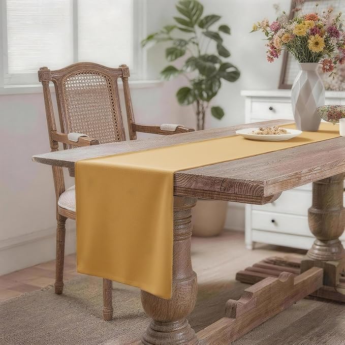MEANMOY Gold Table Runner 48 Inches Long Waterproof Washable Table Runners | - Image 2