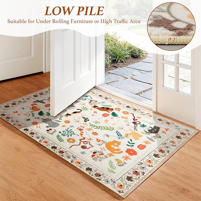 LIANLAM 2.7x8 Cat Themed Runner Rug - Image 2