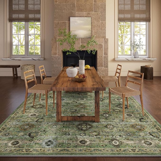 Washable Area Rugs for Living Room: 6x9 Rug Boho Vintage Rugs Stain Resistant - Image 5