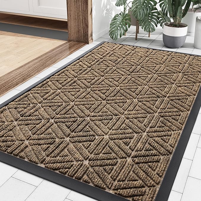 Smiry Front Door Mat Outside Entrance, Heavy Duty Sturdy Natural Rubber Doormat by Smiry