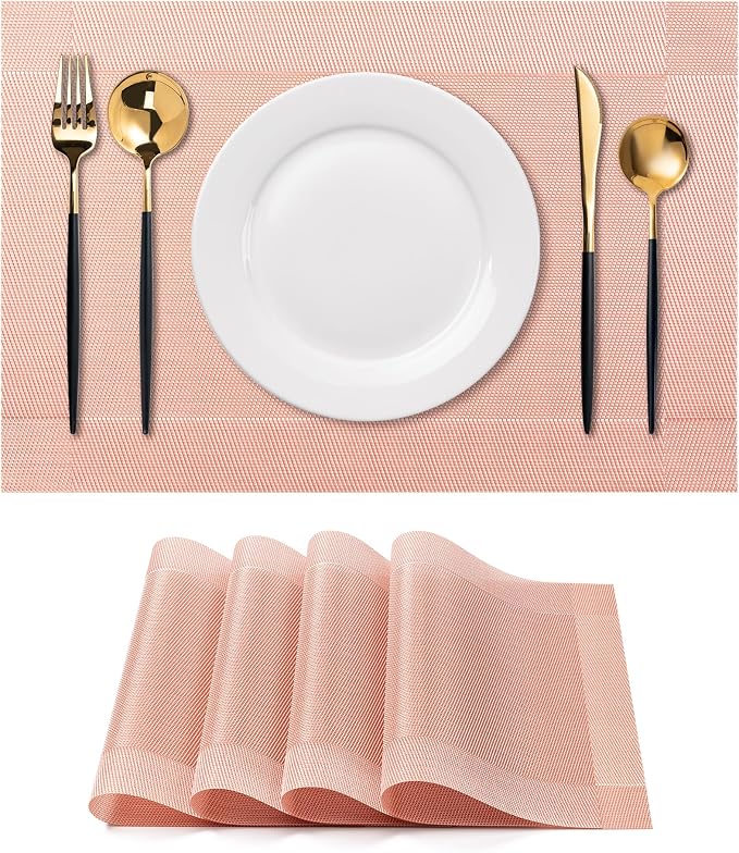 Placemats Set of 4 Washable Indoor | Outdoor Vinyl Place Mats by CADONO