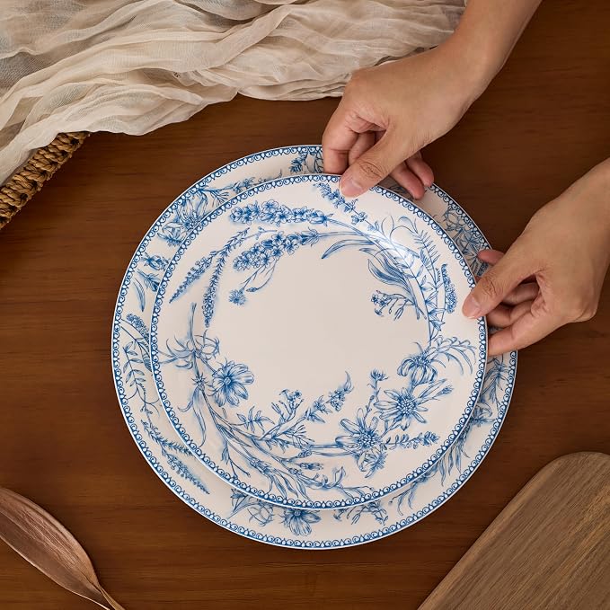 Bico Blue Garden Toile De Jouy Salad Plates Set of 4, 8.75 Inch Ceramic Dessert - Image 6