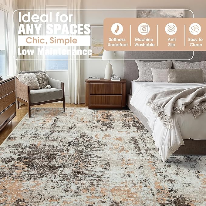 9x12 Area Rugs for Living Room Rug Washable: Abstract Large Rug for Dining Room - Image 7