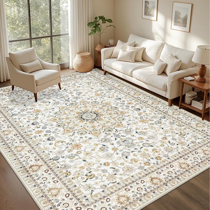 3x5 Area Rugs Living Room Rug: Washable Vintage Boho Rug No Slip Stain - Image 2