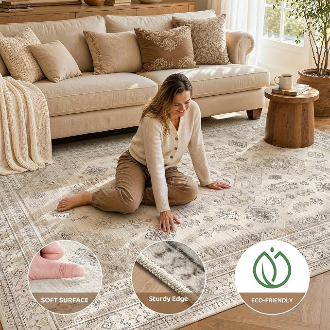 8x10 Washable Area Rug, Large Rugs - Image 4