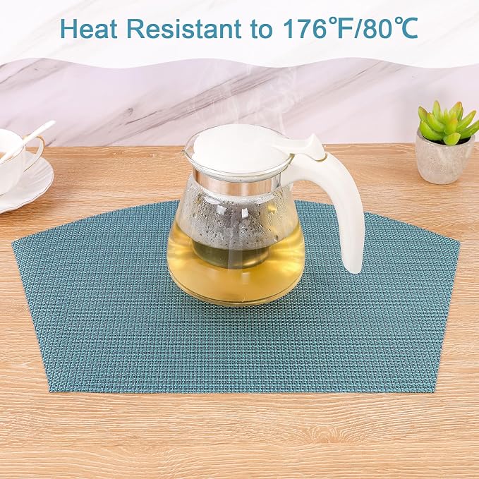 SHACOS Round Table Placemats Set of 4 Small Wedge Placemat Wipe Clean Heat - Image 8