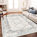 CHAMPLANT Washable Area Rug 5x7 Retro Boho Chic Medallion Distressed Design by CHAMPLANT