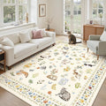Soalmost Cat 5x7 Area Rugs for Living Room, Machine Washable Animal Floral by Soalmost