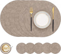Round Faux Leather Placemat and Coaster 6 Packs, Washable Heat Resistant Dining by homing
