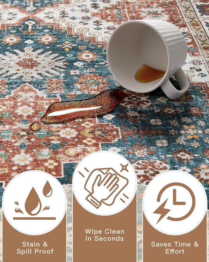 Madane Area Rug 3x5, Entryway Washable Vintage Runners Bedroom Non Slip Indoor - Image 7