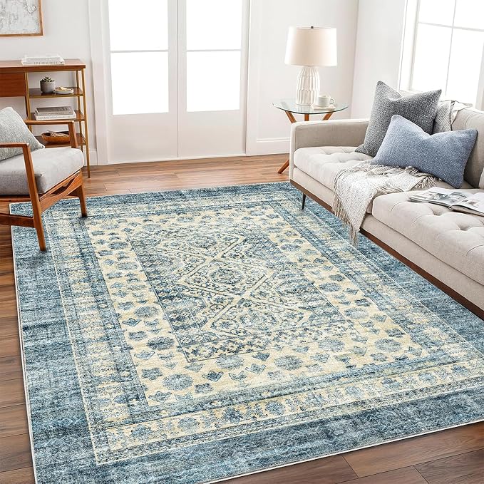 CHAMPLANT Washable Area Rug 3'x5' Vintage Traditional Floor Cover Foldable Thin by CHAMPLANT