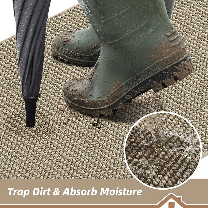 BEQHAUSE Dirt Trapper Door Mat 24" x 36" Half Circle Non-Slip Washable Doormats - Image 3