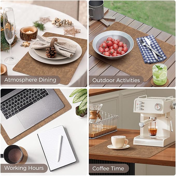 NCUE Vinyl Placemats Set of 8, Heat Resistant, Nonslip Faux Leather Waterproof - Image 6