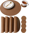 Jovono Embossed PU Leather Placemats, Waterproof Coffee Coasters, Kitchen Table by JOVONO