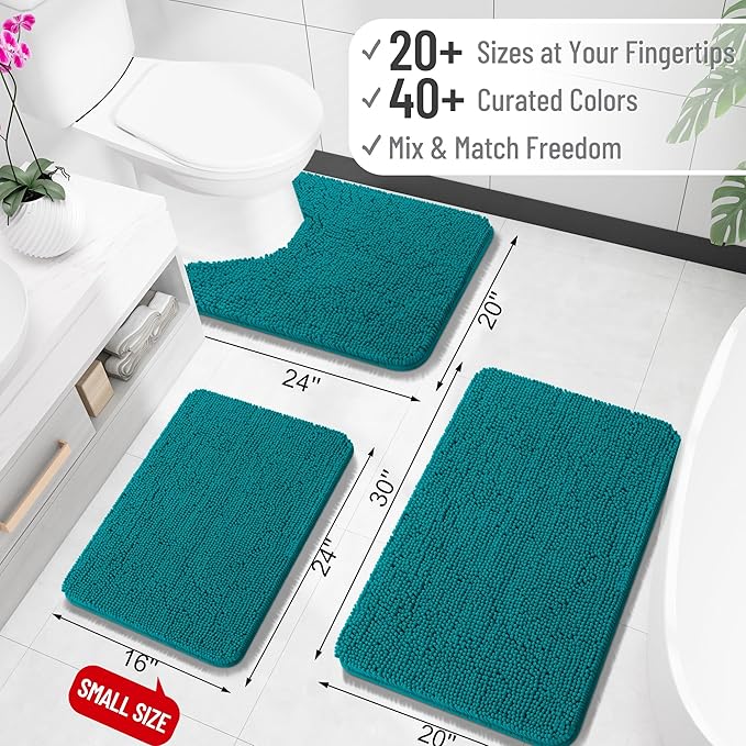 OLANLY Bathroom Rugs 34x21, Extra Soft Absorbent Chenille Bath Rugs, Rubber - Image 2