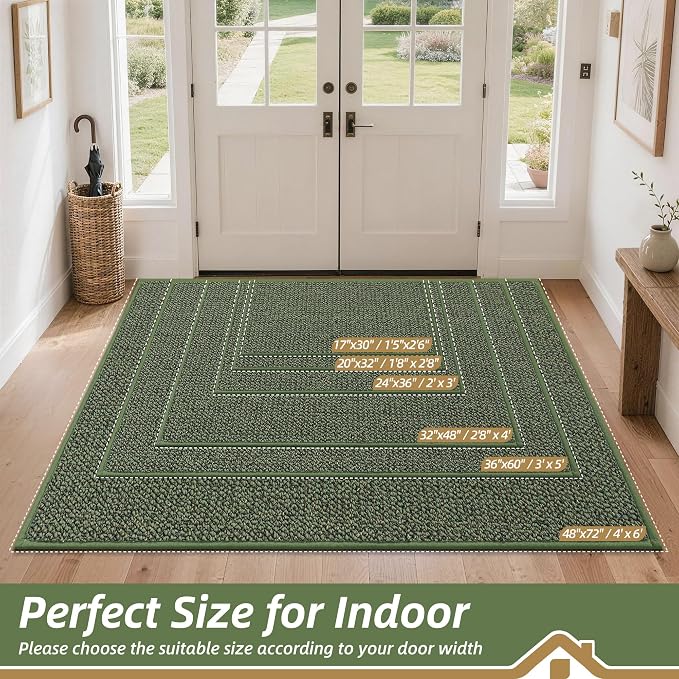 BEQHAUSE Dirt Trapper Door Mat 17" x 30", Non-Slip Doormats Washable Entryway - Image 2
