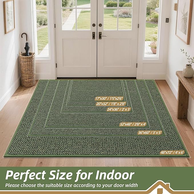 BEQHAUSE Dirt Trapper Door Mat 24" x 36", Non-Slip Washable Doormats Entrance - Image 2