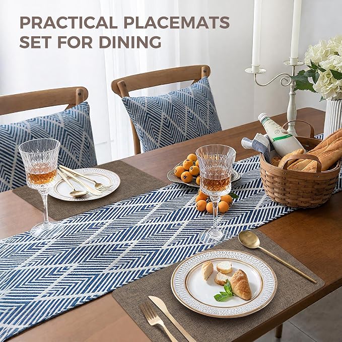 NCUE Vinyl Placemats Set of 8, Heat Resistant, Nonslip Faux Leather Waterproof - Image 5
