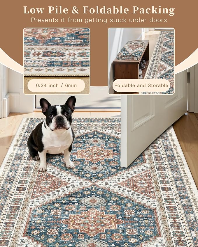 Madane Runner Rug 2'6''x8' Kitchen Runner, Hallway Runner Printed Vintage - Image 6