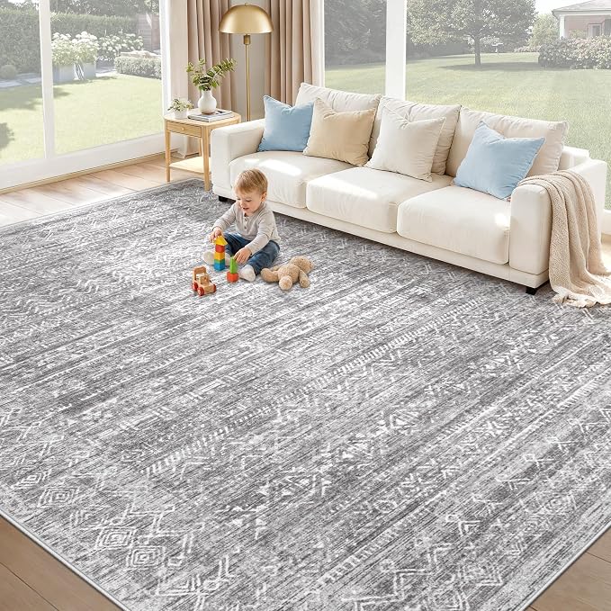 Washable Rug 8x10 Area Rugs: Modern Geometric Rugs by XLUEZ