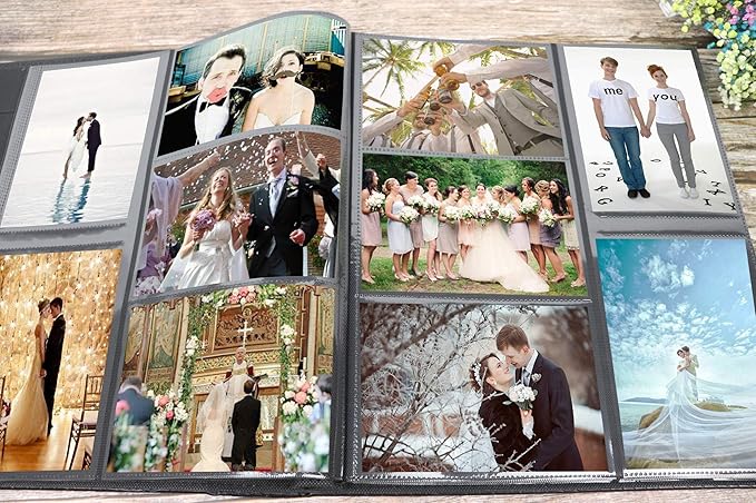 RECUTMS 600 Photo Album 4x6 Pockets Photo, Leather Cover Large Capacity Family Wedding Picture Albums Holds 600 Horizontal and Vertical Photos (Blue)