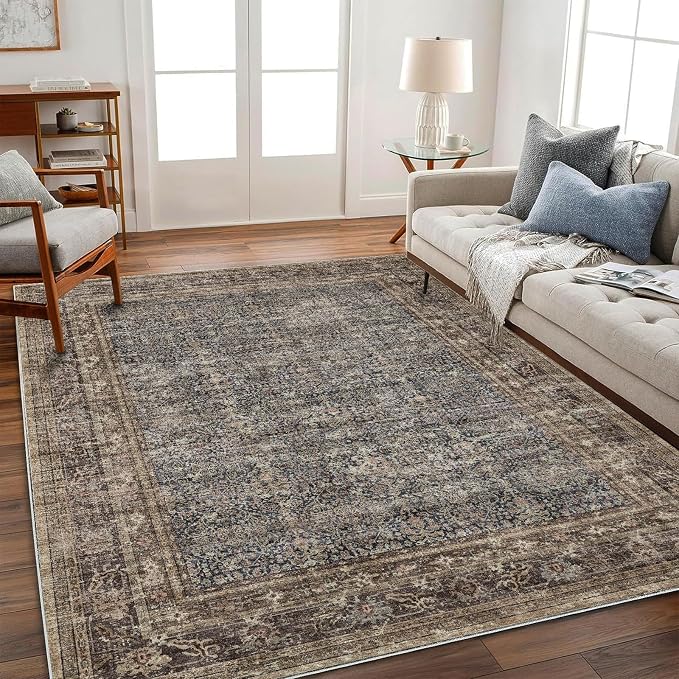 CHAMPLANT Area Rug 6'x9' Washable Vintage Traditional Floor Cover Thin Retro by CHAMPLANT