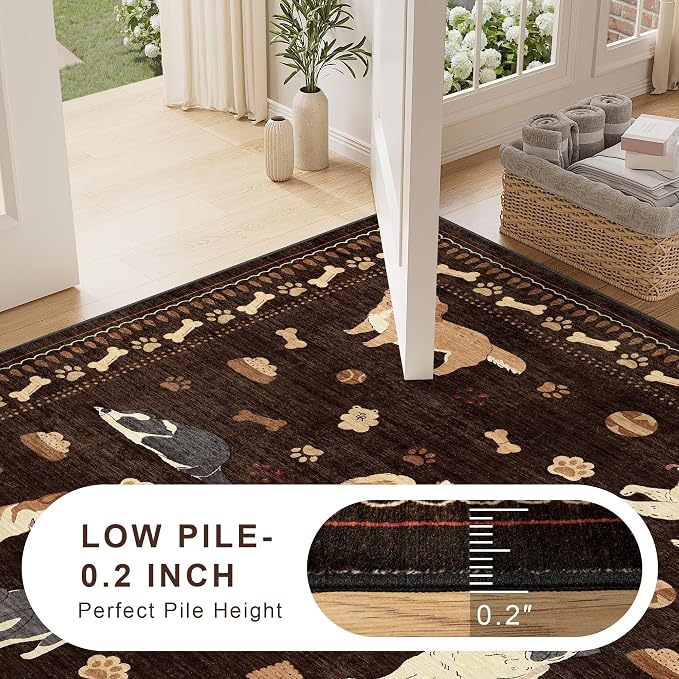 DUKINO 2x4 Runner Rug for Entryway, Animal Dog Print Washable Kitchen Rug - Image 7